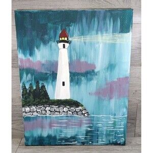 Lighthouse 16X20 Painting On Canvas Stretched Over Wood Frame, Unknown Artist